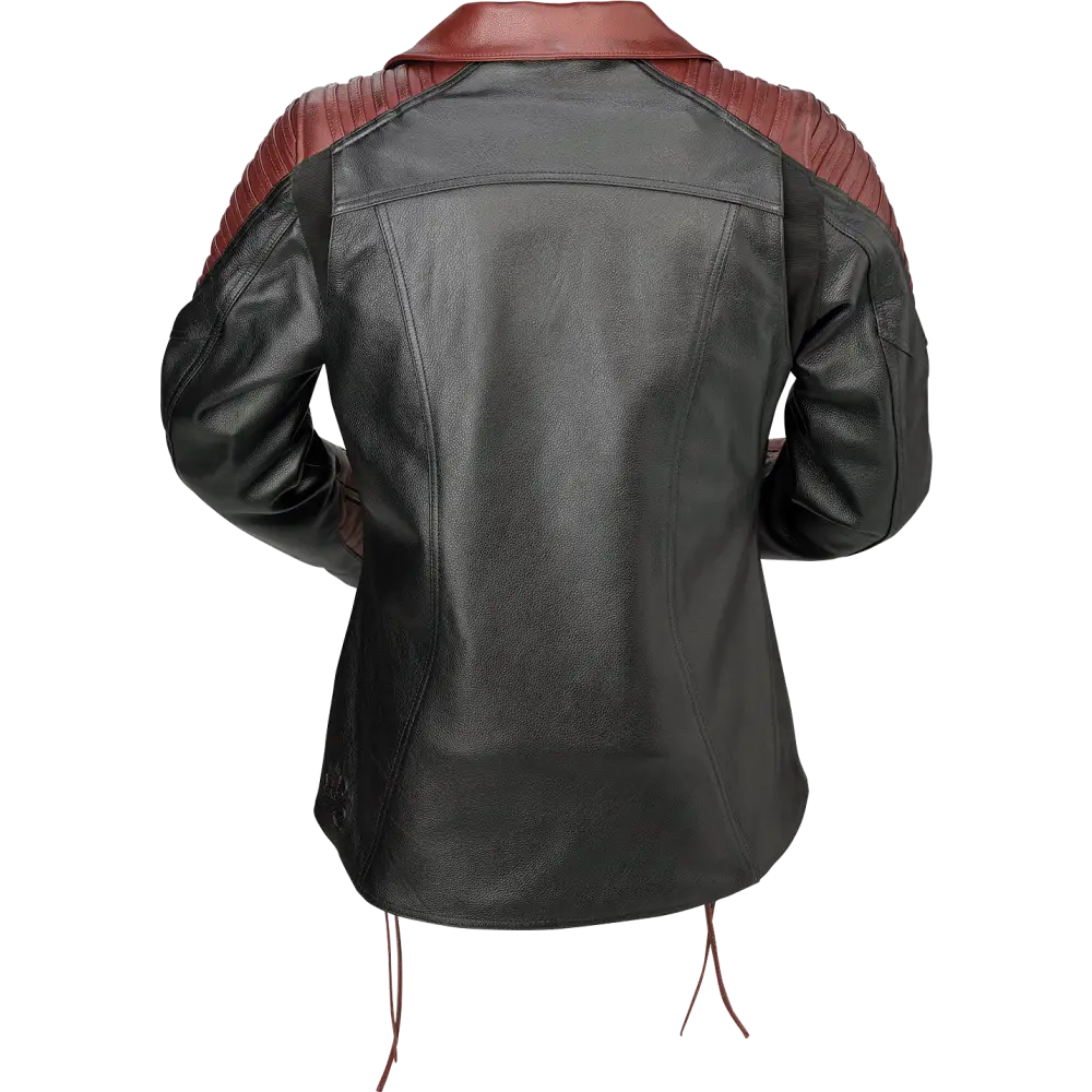 Z1R Women's Combiner Leather Jacket - Black/Red - 3W 2813-1016