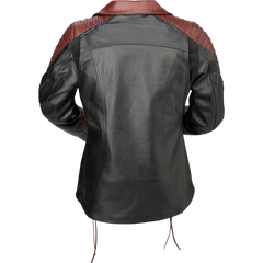 Z1R Women's Combiner Leather Jacket - Black/Red - 3W 2813-1016